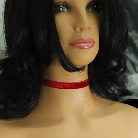Red Velvet Choker Japanese velvet Adjustable Necklace red Chokers (#58) - Picture 9 of 11